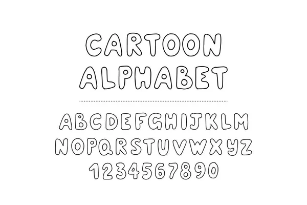 Alfabeto dibujado a mano, letras y números, ilustración vectorial — Archivo Imágenes Vectoriales