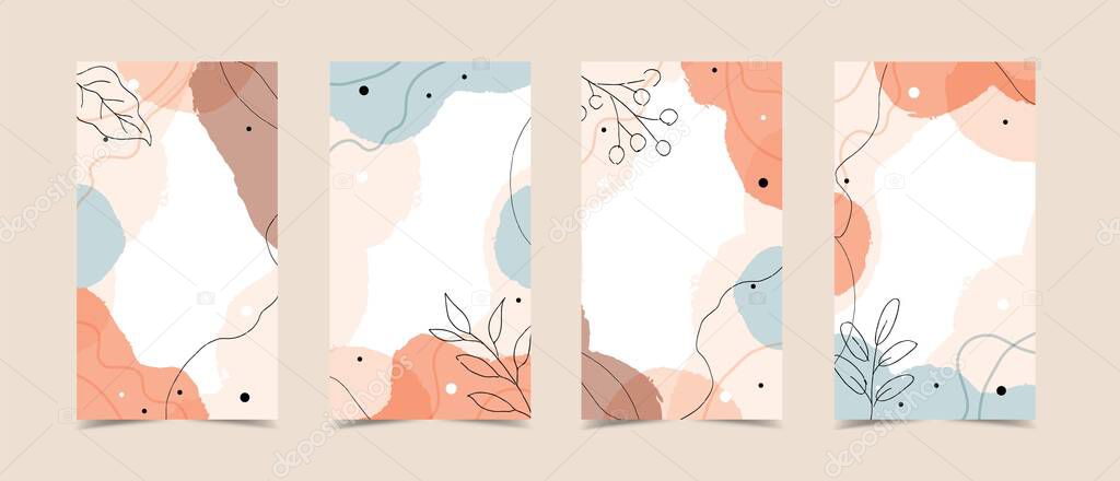 Stories template with abstract modern background with fluid organic shapes, pastel colors