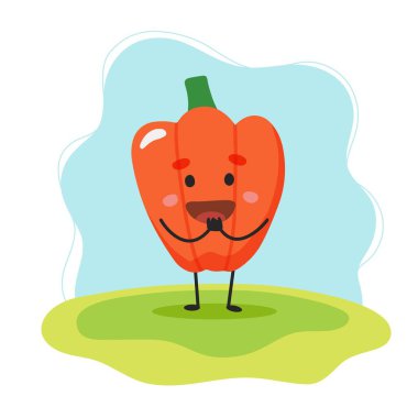 Paprika sevimli karakter, çizgi film tarzında çocuklar için vektör illüstrasyonu