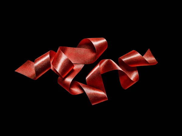 Червона металева стрічка ізольована на чорному тлі — стокове фото