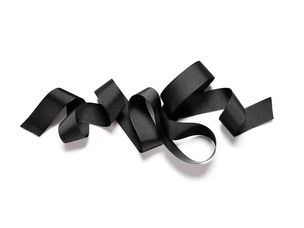 Close up of black ribbon isolated on white background — Stock Photo, Image