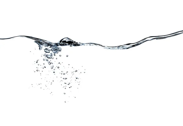 Grafika abstrakcyjna przepływająca niebieska fala wodna i pęcherzyki — Zdjęcie stockowe