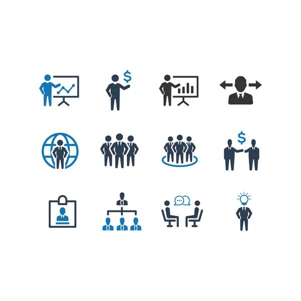 Ensemble d'icônes de gestion d'entreprise - Version bleue — Image vectorielle