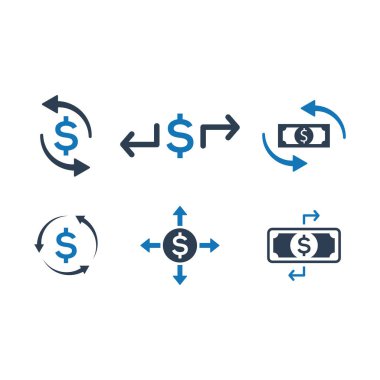 Para işlem simgesi mavi sürüm seti
