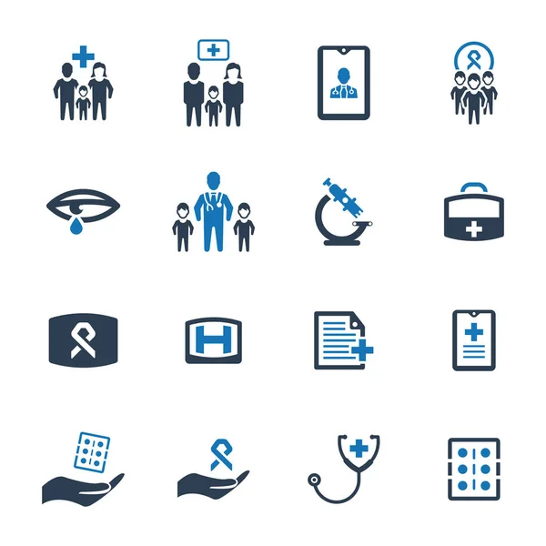 Medical and health icon set - Blue version — Stock Vector