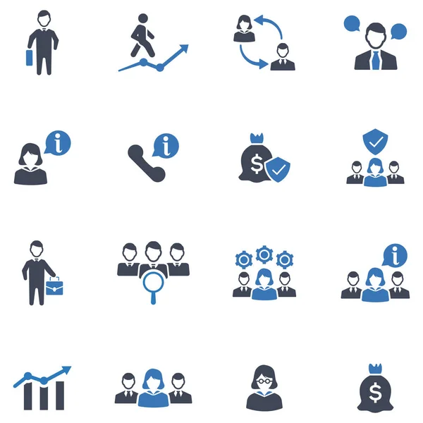 Ensemble Icônes Affaires Finance Version Bleue — Image vectorielle