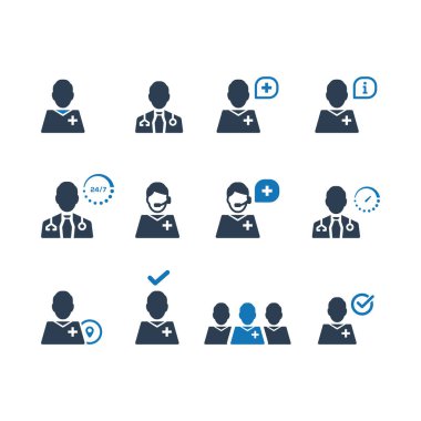 Güzel, titizlikle tasarlanmış Doktor simgesi seti (Mavi sürüm)