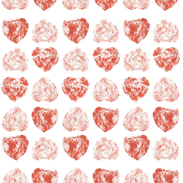 Бесшовный рисунок акварельных красных сердец . — стоковое фото