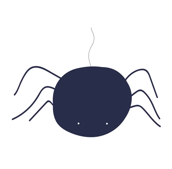 Cartoon Spider Μαύρη Αράχνη Μεγάλα Μάτια Που Απομονώνονται Λευκό Φόντο — Διανυσματικό Αρχείο