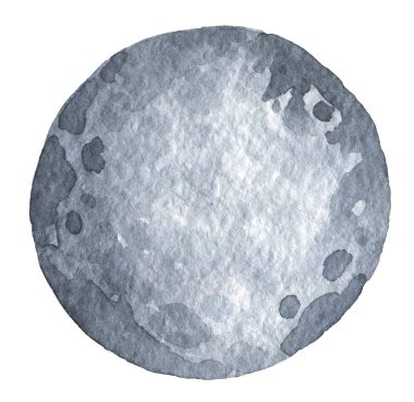 Lekeler ve lekeler ile güzel gri gradyan ay. Mutlu Cadılar Bayramı partisi. El çizim suluboya izole küçük resim grafik elemanları yaratıcı tasarım, yazdırılabilir dekor için.