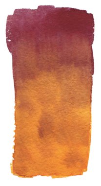 Suluboya soyut arka plan fırça kontur kırmızı ve turuncu renk gradyanı. Yaratıcı tasarım ve yazdırılabilir dekor için beyaz arka plan klip resim grafik elemanları üzerine el çizilmiş suluboya boyama.