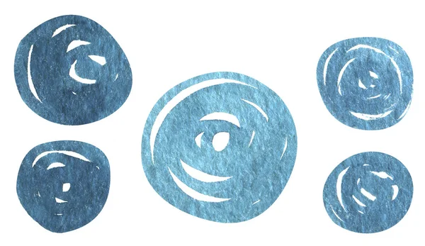 Acuarela abstracta de fondo cepillo trazo círculos azul degradado de color. Pintura acuarela dibujada a mano sobre fondo blanco elementos gráficos de clip art para un diseño creativo y una decoración imprimible . —  Fotos de Stock