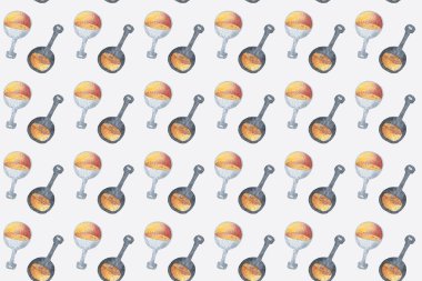 İksir şişesinin kusursuz deseni, Cadılar Bayramı için zehir. Yaratıcı tasarım, basılabilir dekor, tekstil ve ambalaj kağıdı için beyaz klipsli sanat öğelerine elle çizilmiş suluboya resim.