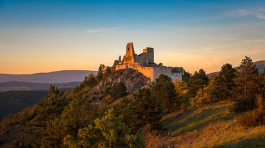 The castle of Cachtice. Residence of Elisabeth Bathory, the world`s most prolific female serial killer. It is a castle ruin in Slovakia next to the village of Cachtice. clipart