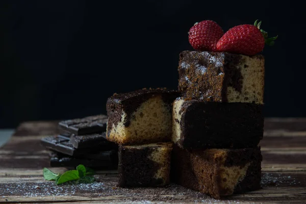 Délicieux Gâteau Chocolat Fraises — Photo