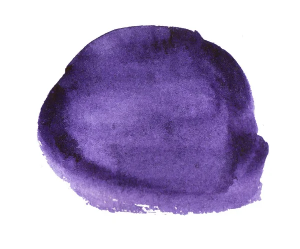 Abstraktes Aquarell violett gefärbt isoliert auf weißem Hintergrund — Stockfoto