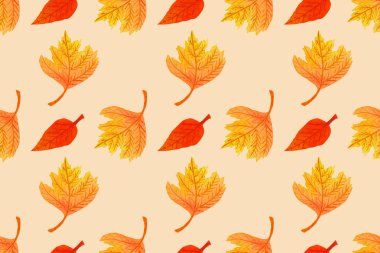 Renkli yaprakları ile suluboya sonbahar dikişsiz desen