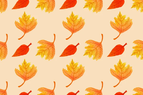 Aquarell Herbst nahtlose Muster mit bunten Blättern — Stockfoto