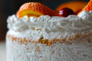 Krema, taze meyve ve jöle ile tatlı lezzetli kek