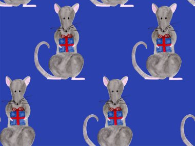 Noel fare tutan hediye kutusu ile Dikişsiz desen