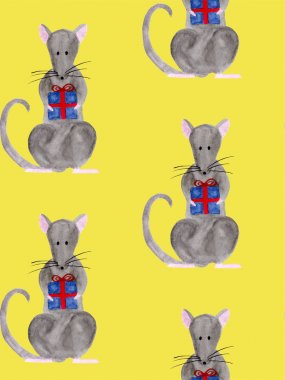 Noel fare tutan hediye kutusu ile Dikişsiz desen