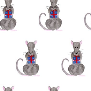 Noel fare tutan hediye kutusu ile Dikişsiz desen