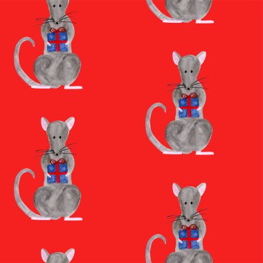 Noel fare tutan hediye kutusu ile Dikişsiz desen