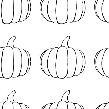 El çizilmiş anahat kabaklar ile vektör dikişsiz desen