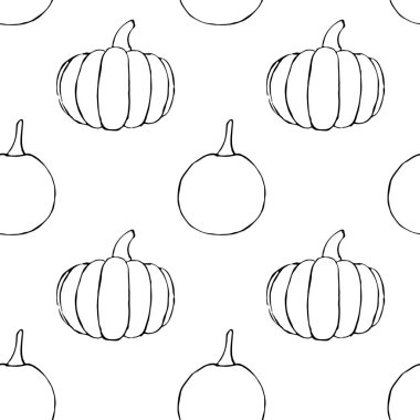 El çizilmiş anahat kabaklar ile vektör dikişsiz desen