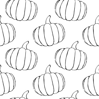 El çizilmiş anahat kabaklar ile vektör dikişsiz desen