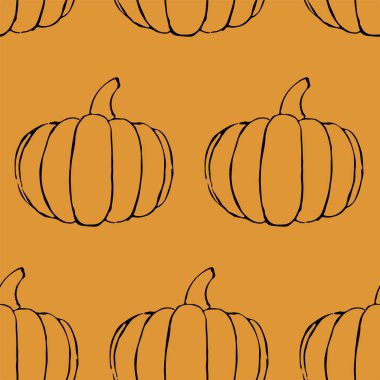 El çizilmiş anahat kabaklar ile vektör dikişsiz desen