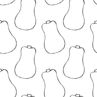 El çizilmiş anahat kabaklar ile vektör dikişsiz desen