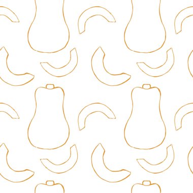 El çizilmiş anahat kabaklar ile vektör dikişsiz desen