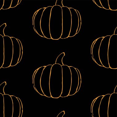 El çizilmiş anahat kabaklar ile vektör dikişsiz desen