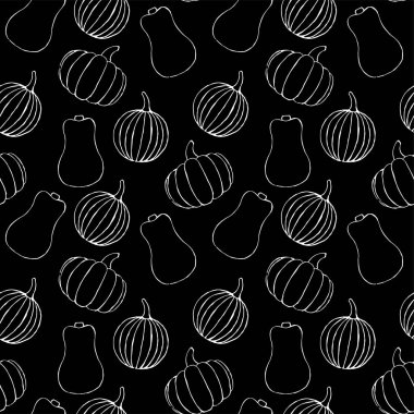 El çizilmiş anahat kabaklar ile vektör dikişsiz desen