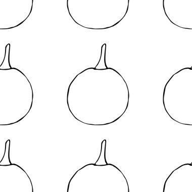 El çizilmiş anahat kabaklar ile vektör dikişsiz desen
