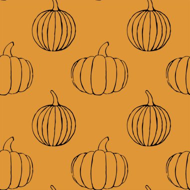 El çizilmiş anahat kabaklar ile vektör dikişsiz desen