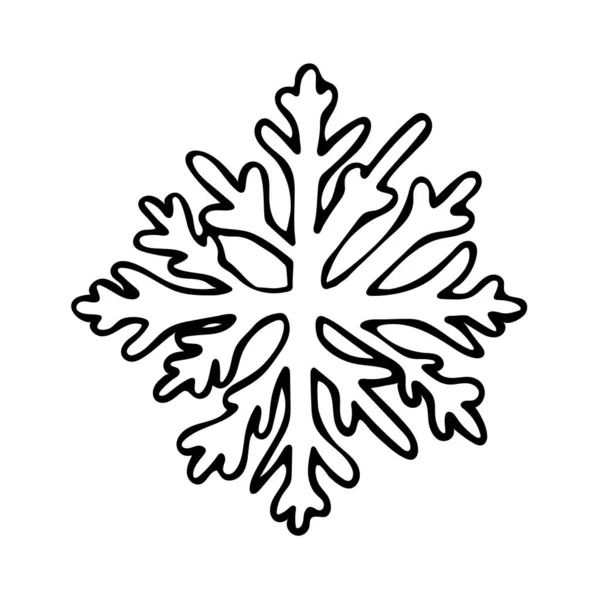 Vector hand drawn outline illustration of snowflake — Stock Vector