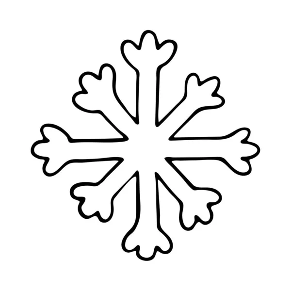 Vector hand drawn outline illustration of snowflake — Stock Vector