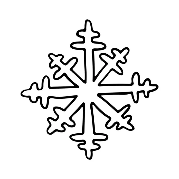 Illustrazione disegnata a mano vettoriale del fiocco di neve — Vettoriale Stock