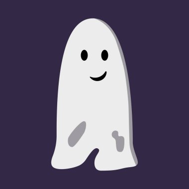 Karanlık arka planda izole edilmiş sevimli komik hayalet.