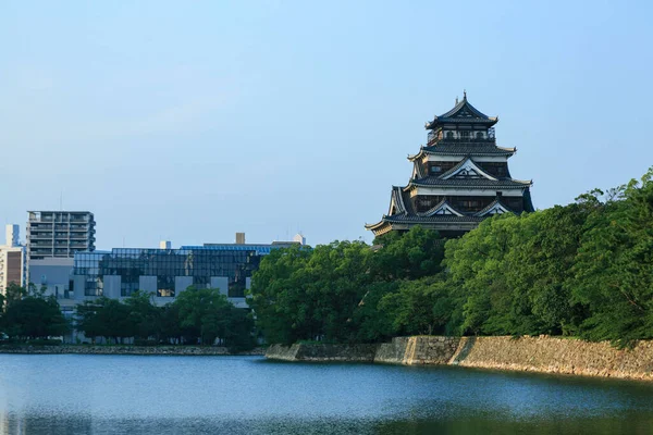 Augusti 2020 Hiroshima Japan Allmän Över Hiroshima Slott Sidan Floden — Stockfoto