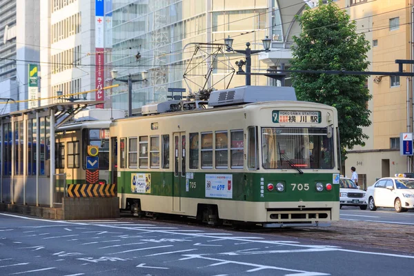 Sierpnia 2020 Hiroszima Japonia Tramwaj Hiroszimy Hiroden Przez Ulicę Hondori — Zdjęcie stockowe