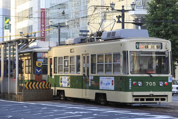 August 2020 Hiroshima Japan Hiroshima Streetcar Hiroden Run Pass Hondori — Stock Photo, Image