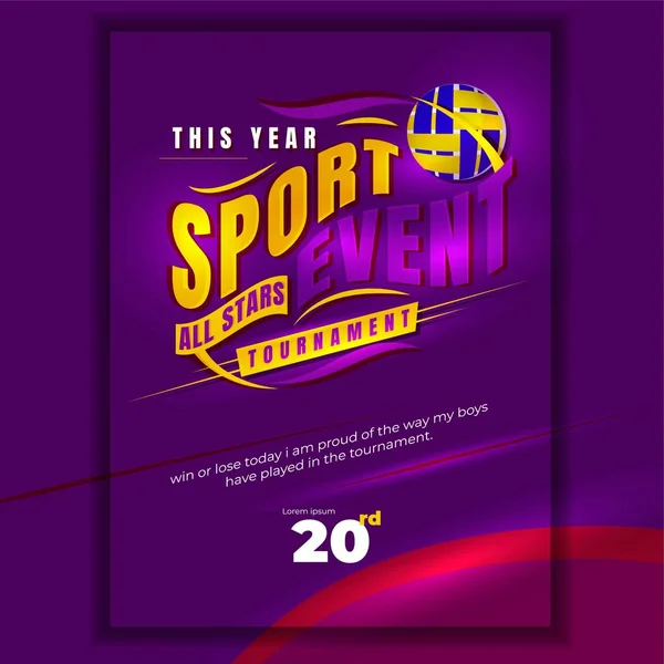 Folleto o póster diseño de eventos deportivos — Vector de stock