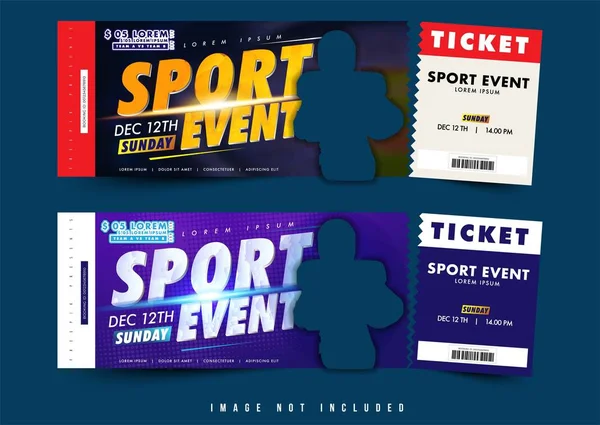 Vectores Diseño Ticket Cupón Dos Opciones Tema Ligero Evento Deportivo — Archivo Imágenes Vectoriales