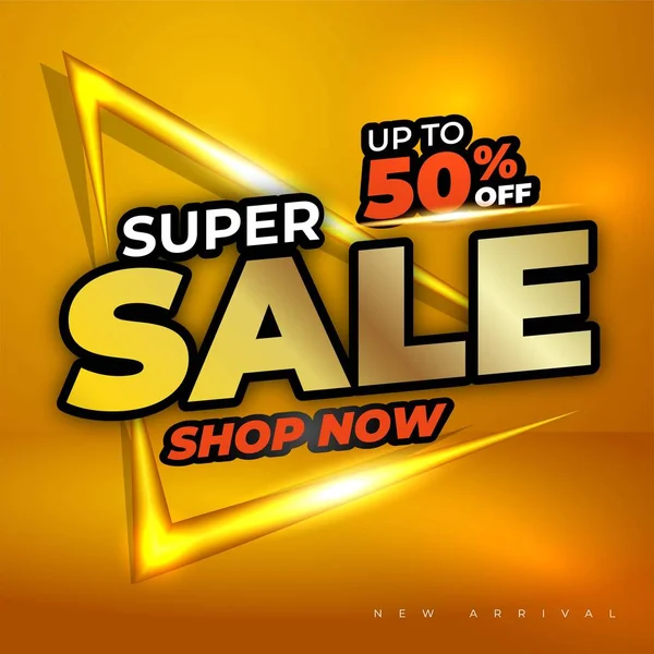 Elegante Header oder Titel Super Sale Design-Vektor mit Gold Licht und Gold, rot, weiße Farbe Text, Goldhintergrund elegant sauber und klar — Stockvektor