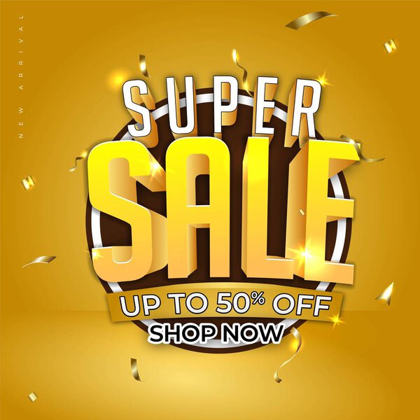 Круг элегантный заголовок или название супер вектор продаж дизайн с золотым светом и типографикой, золотой фон элегантный чистый и четкий
