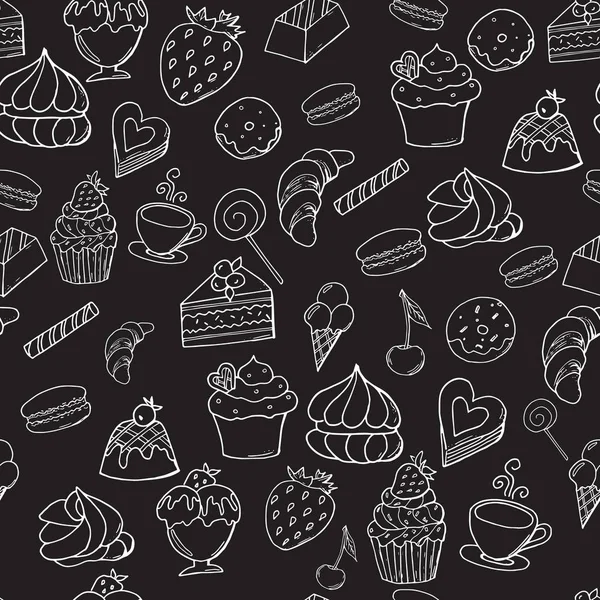 Siyah tahta üzerinde Tatlı fırın kroki dikişsiz desen. 