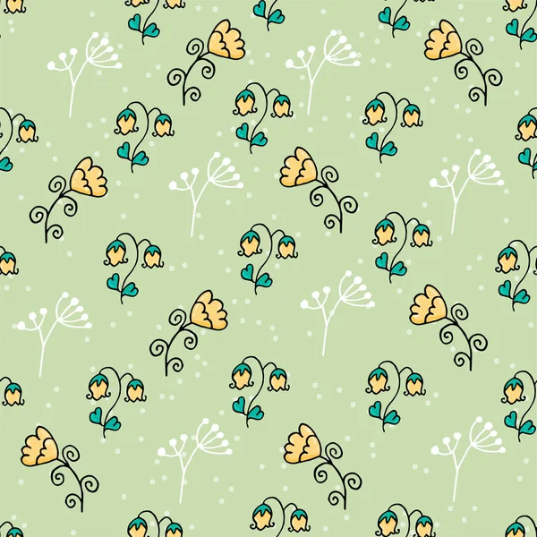 Cute floral seamless pattern with spots. — Stock Vector